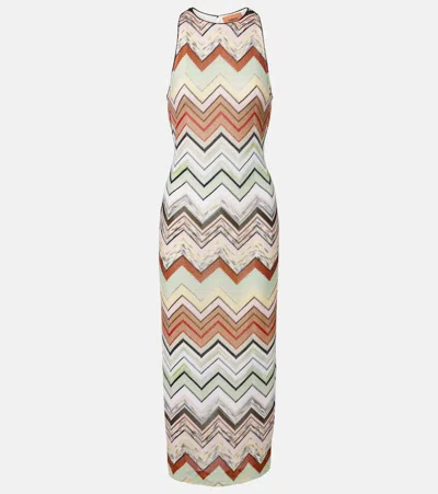 Missoni Ärmelloses Langkleid Aus Baumwolle Und Viskose Mit Fischgrätmuster In Multi