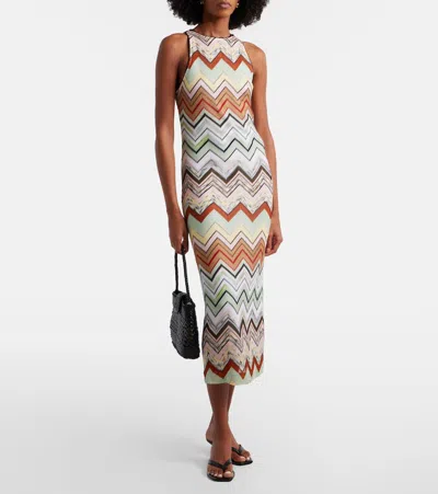 Missoni Ärmelloses Langkleid Aus Baumwolle Und Viskose Mit Fischgrätmuster In Multi