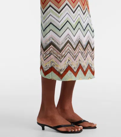 Missoni Ärmelloses Langkleid Aus Baumwolle Und Viskose Mit Fischgrätmuster In Multi