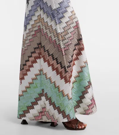 Missoni Striped Metallic Crochet-knit Maxi Dress In Multi