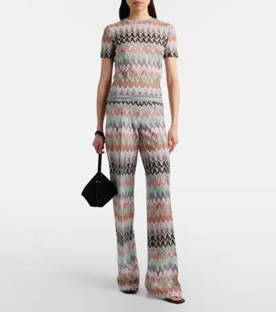 Missoni Zigzag Wide-leg Trousers In Gray