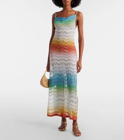 Missoni Wave Pattern Metallic Viscose Dress In Multi