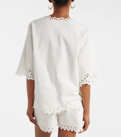 Isabel Marant Étoile Blusa Bianca A Maniche Corte Con Scollo A V E Orlo Smerlato Marant Etoile In White