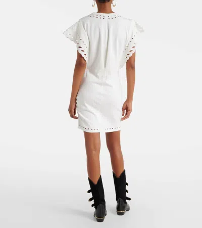 Isabel Marant Étoile Orlane Eyelet Ruffle-sleeve Mini T-shirt Dress In White