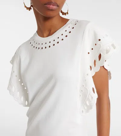 Isabel Marant Étoile Orlane Eyelet Ruffle-sleeve Mini T-shirt Dress In White