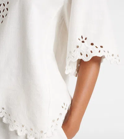 Isabel Marant Étoile Blusa Bianca A Maniche Corte Con Scollo A V E Orlo Smerlato Marant Etoile In White