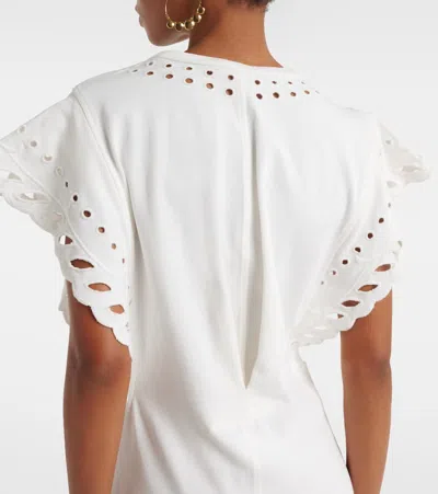 Isabel Marant Étoile Orlane Eyelet Ruffle-sleeve Mini T-shirt Dress In White