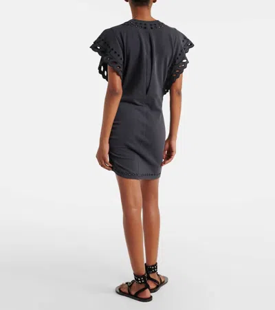 Isabel Marant Étoile Orlane Broderie Anglaise Cotton-jersey Mini Dress In Black
