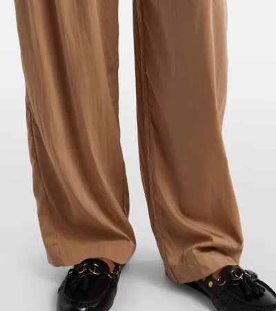 Isabel Marant Inaya High Waist Gathered Straight Leg Pants In Brown