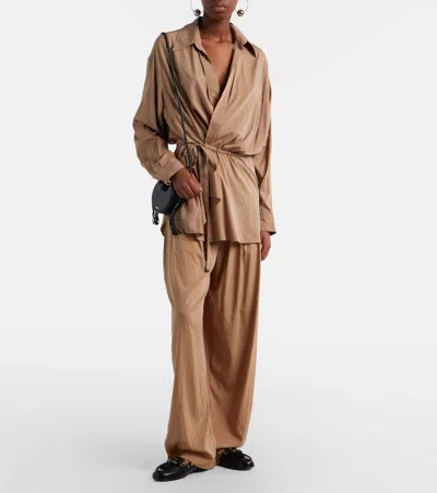 Isabel Marant Inaya High Waist Gathered Straight Leg Pants In Brown