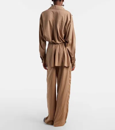 Isabel Marant Inaya High Waist Gathered Straight Leg Pants In Brown