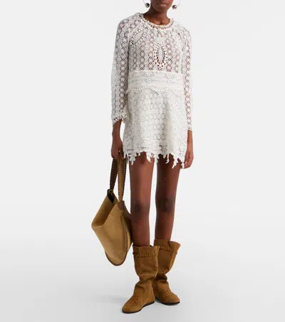 Isabel Marant Hizene Cotton-guipure Lace Mini Dress In Neutral