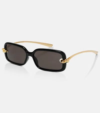 Bottega Veneta Knot Rectangular Sunglasses In Black