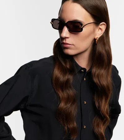Bottega Veneta Knot Rectangular Sunglasses In Black