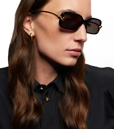 Bottega Veneta Knot Rectangular Sunglasses In Black