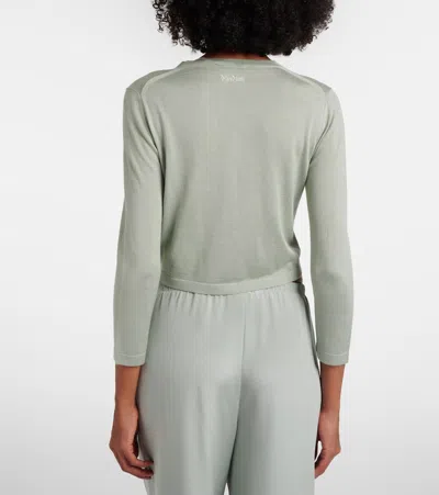 Max Mara Silk And Cashmere Crew Neck Cardigan In Green