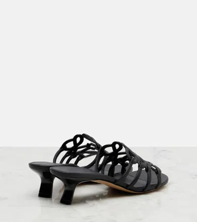 Loewe Petal Anagram Leather Caged Mule Sandals In Gray