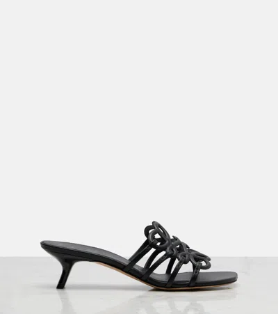 Loewe Petal Anagram Leather Caged Mule Sandals In Gray