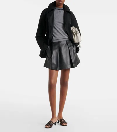 Loewe Petal Anagram Leather Caged Mule Sandals In Gray