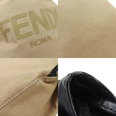 Pre-owned Fendi Beige Black Canvas Leather Backpack () In Multi