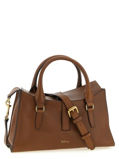 Mulberry Roxanne Brown Small Handbag With Adjustable And Removable Shoulder Strap And Two Front Pockets In Le