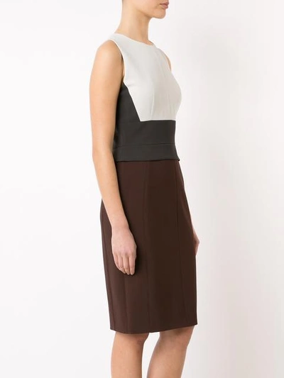 Shop Narciso Rodriguez Colour Block Detail Fitted Dress