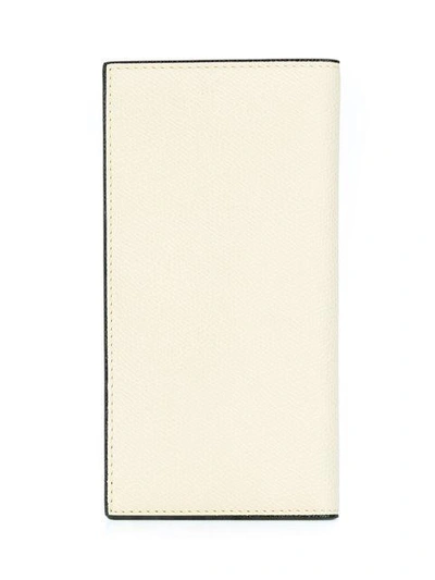 Shop Valextra Long Textured Wallet In White