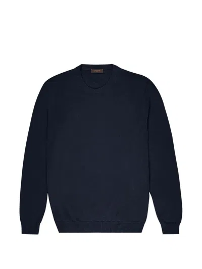 Zanone Knit Pullover Regular Fit Crew Neck In Purple