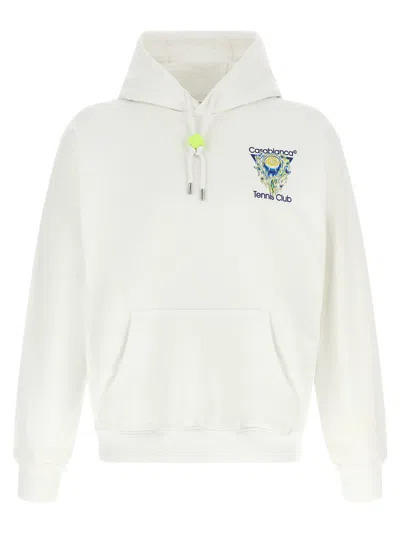 Casablanca Tennis Club Logo-print Hooded Cotton Sweatshirt In White