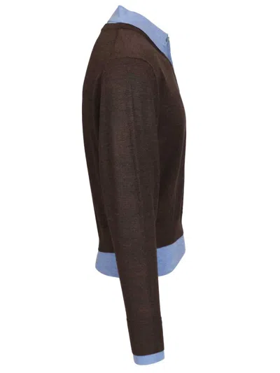 Acne Studios Womens Brown Blue Kascha Layered Wool Jumper