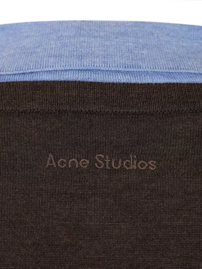 Acne Studios Womens Brown Blue Kascha Layered Wool Jumper