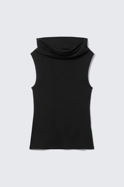Weekday Sleeveless Funnel Neck Top In Black
