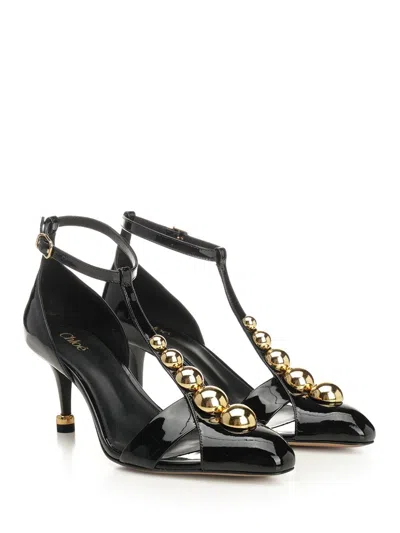 Chloé 70mm Cleia Studded Patent Leather Pumps In Multi
