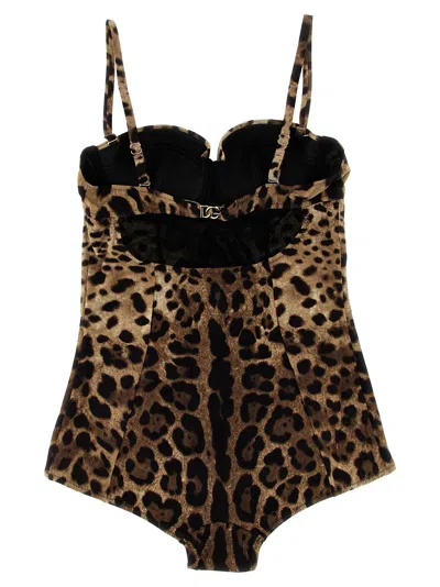 Dolce & Gabbana Embellished Leopard-print Underwired Swimsuit In Animal Print