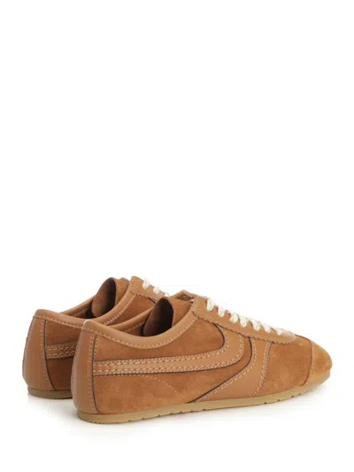 Dries Van Noten Women Beige Low-top Sneakers With Two-tone Lace-up In Suede Woman In Brown