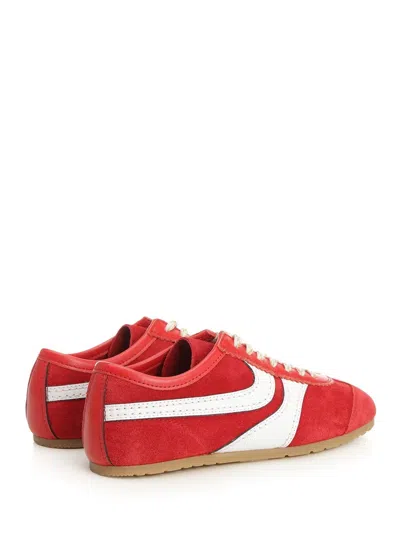 Dries Van Noten 70s Marathon Spirit Suede Low-top Sneakers In Red