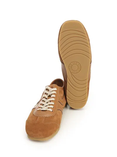 Dries Van Noten Women Beige Low-top Sneakers With Two-tone Lace-up In Suede Woman In Brown