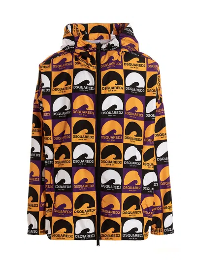 Dsquared2 Logo-print Hooded Jacket In Yellow