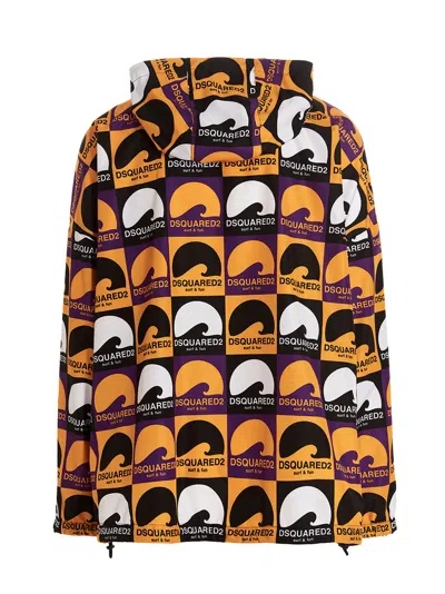 Dsquared2 Logo-print Hooded Jacket In Yellow