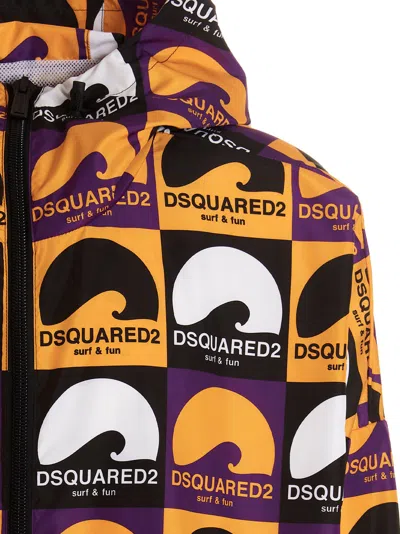Dsquared2 Logo-print Hooded Jacket In Yellow