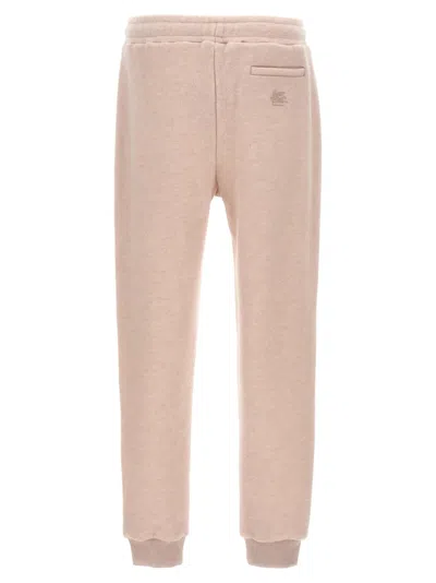 Etro Wool Blend Joggers With Embroidered Logo In Pink
