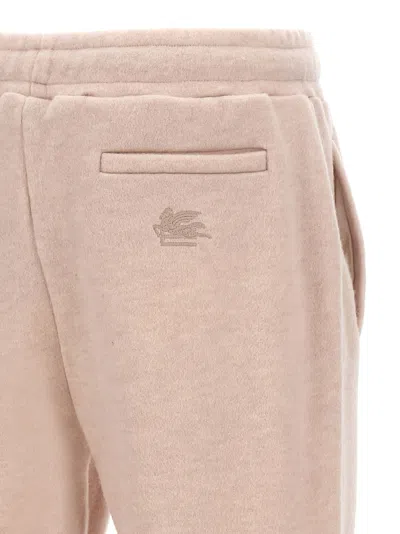 Etro Wool Blend Joggers With Embroidered Logo In Pink