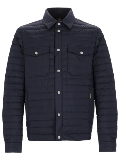Moorer Bersan S3 Collared Quilted Jacket Pockets In Blue