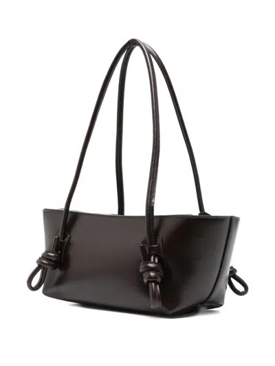 Hereu Structured Shoulder Bag Knotted Handle Detail In Brown