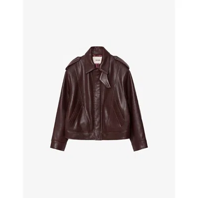 Zadig & Voltaire Womens Burgundy Kimo Leather Jacket In Brown