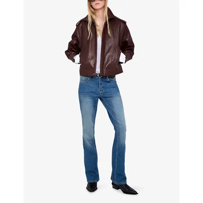 Zadig & Voltaire Womens Burgundy Kimo Leather Jacket In Brown