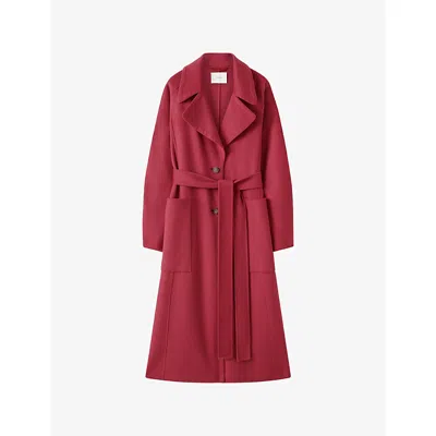 Joseph Womens Mulberry Spencer Belted-waist Wool And Cashmere Coat In Red