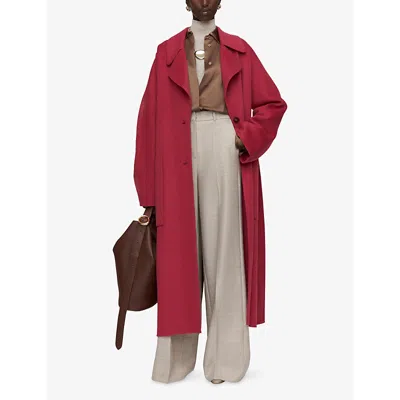Joseph Womens Mulberry Spencer Belted-waist Wool And Cashmere Coat In Red