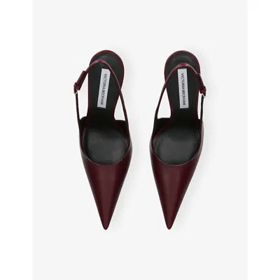 Victoria Beckham Victoria Leather Slingback Pumps In Burgundy
