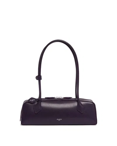 Alaïa Alaia Women Charcoal Suede Medium Le Teckel Shoulder Bag In Black